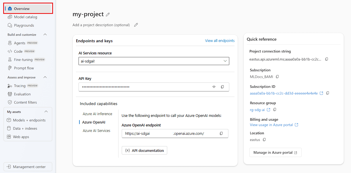 Azure OpenAI services in Azure AI Foundry